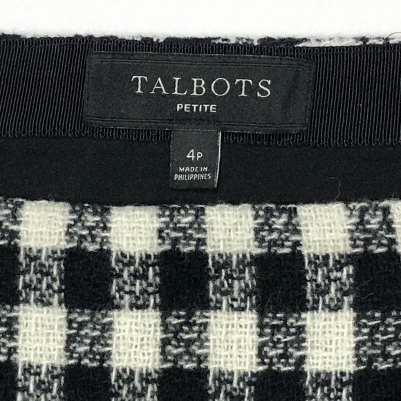 Talbots Womens Size 4P Black and White Checked Wool Blend Skirt - Picture 4 of 7